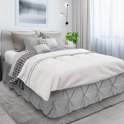 Nestl Light Grey Bed Skirt King Size, Pinch Pleat King Bed Skirt, 14" Inch Drop King Bedskirt, Hotel Quality Light Grey Bed Skirts, Microfiber Bedskirt for King Bed, Light Grey King Size Bed Skirt