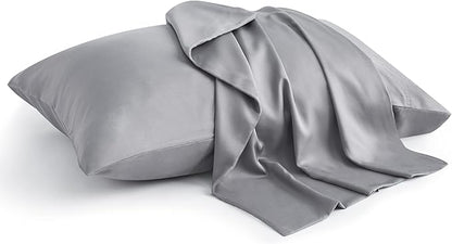 BEDELITE King Size Pillow Cases Set of 2, Rayon Derived from Bamboo, Cooling Pillow Cases for Hot Sleepers & Night Sweats, Breathable and Silky Soft Envelope Pillowcases(Silver Grey, 20"x36")