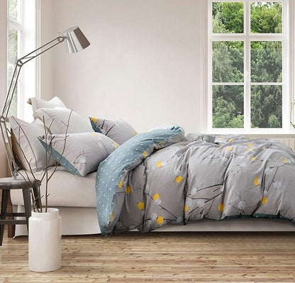 SLEEPBELLA Duvet Cover Set 600 Thread Count Cotton Bedding Set (Full, Grey Branch)