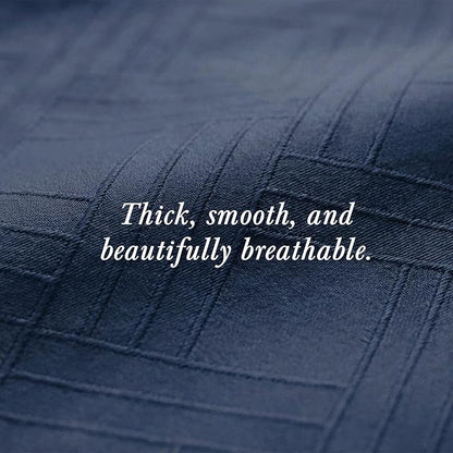 Threadmill California King Size Sheets | 800 Thread Count Jacquard Folkstone Blue | 4 Piece Striped Bed Sheets | Extra Long Staple Cotton Sheets | Luxury Damask Sheet with Elasticized Deep Pocket