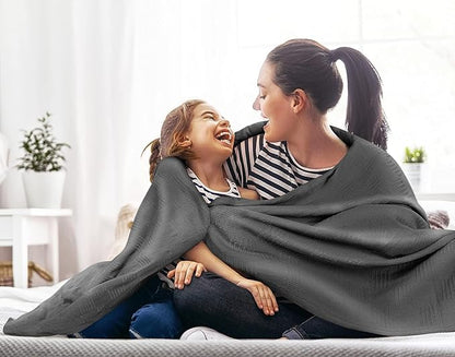 Utopia Bedding Smoke Gray 100% Cotton Blanket [Twin Size - 90x72 Inch] Lightweight, Soft and Breathable Thermal Dorm Bed Blanket for All Seasons