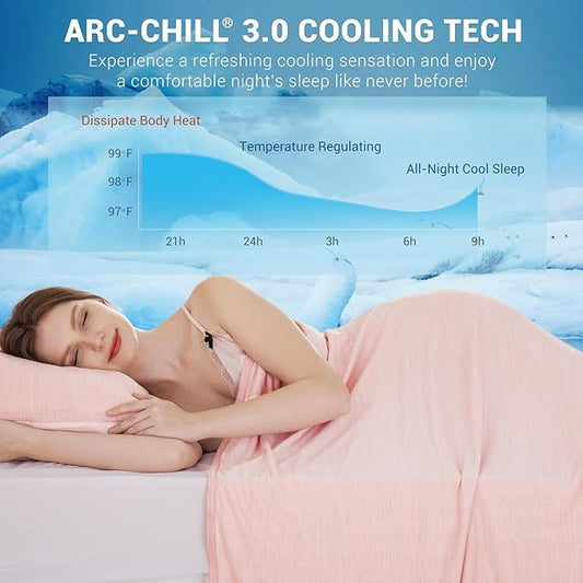 Elegear Revolutionary Cooling Blanket Throw Absorbs Heat to Keep Body Cool for Night Sweats, Arc-Chill 3.0 Cool Fiber Q-Max>0.5 for Hot Sleepers, Lightweight Summer Cold Blankets for Sleeping, Pink