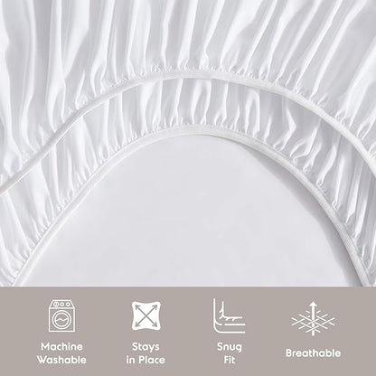 Nestl Short Queen Sheet Set - 1800 Ultra-Soft Microfiber - Double Brushed - Deep Pockets - Easy Fit - 4 Piece Set - Bed Sheets (Short Queen, White)