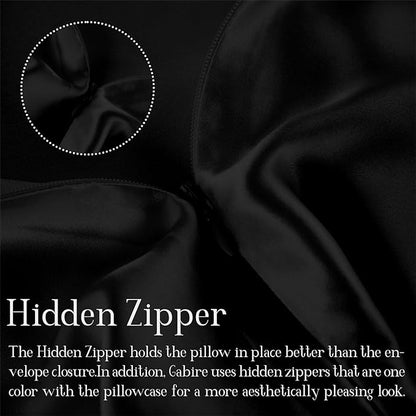 Mulberry Silk Pillowcase for Hair and Skin Prevent Acne Pillow Cases Both Sides Real Silk Pillowcases Organic Silk Pillowcase with Hidden Zipper, Black, King (20"×36")
