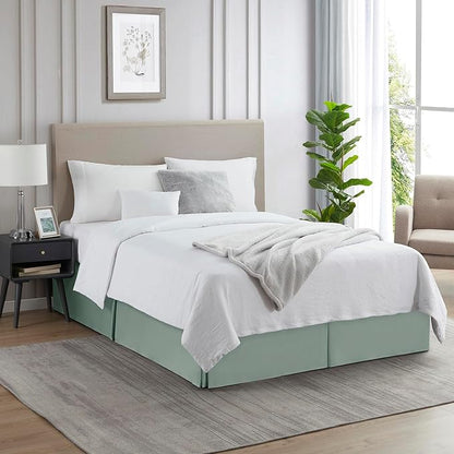 Nestl Sage Green Bed Skirt King Size - King Bed Skirt 14 Inch Drop - Brushed Microfiber Bed Skirts - Hotel Quality Pleated Bed Skirt - Shrinkage & Fade Resistant
