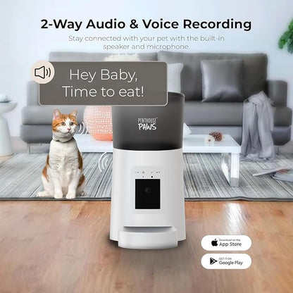 Smart HD Pet Feeder, 6L Dry Food Capacity, 1080p Camera, 2-Way Audio, Scheduled Meals, Backup Power, Easy to Clean, Anti-Jam Design for Cat & Dog, White