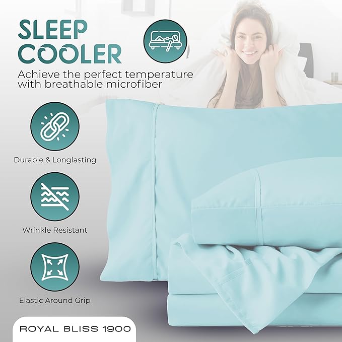 Twin XL Sheet Sets - 3 Pcs Set - Fade Resistant Double Brushed MicrofiberDeep Pocket Twin XL Sheet Sets, Cooling Sheets Twin XL, XL Twin Bed Sheets, Twin XL Bedding Set (Aqua)