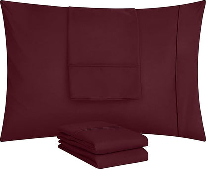 Utopia Bedding Standard Pillow Cases - 4 Pack - Envelope Closure - Soft Brushed Microfiber Fabric - Shrinkage and Fade Resistant Pillow Covers Standard Size 20 X 26 Inches (Standard, Burgundy)