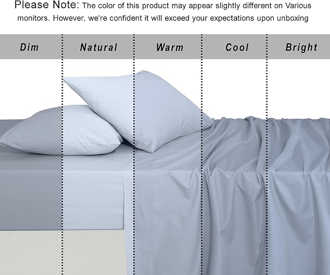 RUVANTI 100% Organic Cotton Sheets California King, Percale Weave, GOTS Certified, 4-Piece Set, Deep Pocket 13", Crisp & Breathable, Soft Durable Bedding, Sábanas Algodón Orgánico – Arctic Ice
