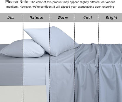 RUVANTI 100% Organic Cotton Sheets Twin Size, Percale Weave, GOTS Certified, 3-Piece Set, Deep Pocket 15", Crisp & Breathable, Soft Durable Bedding, Sábanas Algodón Orgánico – Arctic Ice