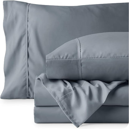 Bare Home Full Sheet Set - 1800 Ultra-Soft Microfiber Full Bed Sheets - Double Brushed - Deep Pockets - Easy Fit - 4 Piece Set - Bedding Sheets & Pillowcases (Full, Steel Blue)