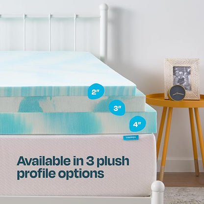 Linenspa 2 Inch Swirl Gel Memory Foam Mattress Topper, California King Size – Cooling Gel Infused, Ventilation Holes – Pressure Relieving Bed Topper – CertiPUR Certified