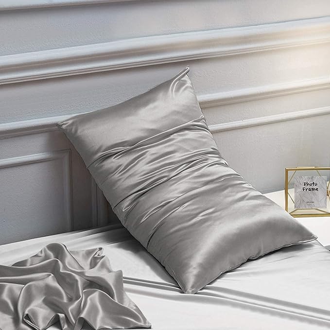NTBAY 12 Pack Satin King Pillowcases for Hair and Skin, Luxurious and Silky Pillow Cases with Envelope Closure, 20 x 36 Inches, Grey