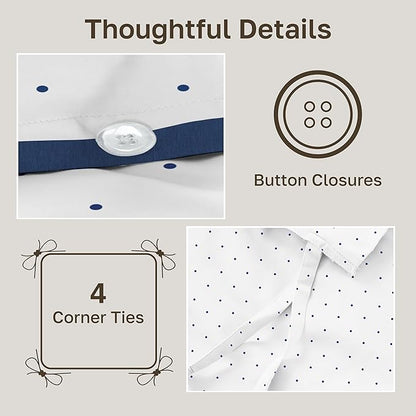 California Design Den Printed King Size Duvet Cover Set - 400 Thread Count 100% Cotton Sateen, Comforter Cover and 2 Pillow Shams, Button Closure and Corner Ties (3 Piece, Polka Dot)