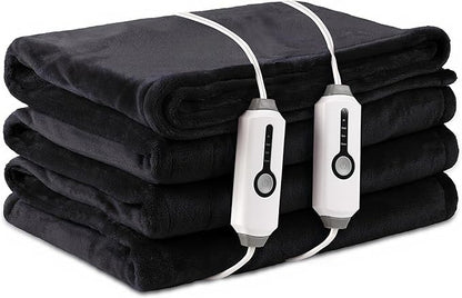 Electric Heated Blanket King Size 90"×100", Comfortable & Luxurious Flannel, 4 Heating Levels & 10 H Auto Shut Off, Dark Grey