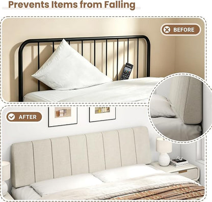 King Size Headboard Only-No Assembly Required, Beige | Easy to use no assembly required, Linen fabric and extra-thick foam for added comfort, Modern style headboard king size