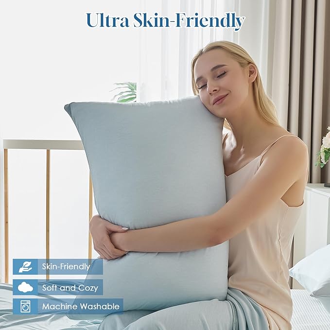 CHOSHOME Cooling Pillow Cases Zipper Pillow Covers Q-Max > 0.45 Zippered Pillowcases for Hot Sleepers, Soft, Breathable, Skin-Friendly, 2 Pack (Queen, 20"x30", Ice Blue)