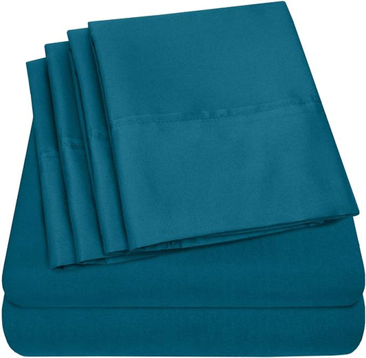 Twin XL Size Bed Sheets - 4 Piece 1500 Supreme Collection Fine Brushed Microfiber Deep Pocket Twin X-Large Sheet Set Bedding - 1 EXTRA PILLOW CASES, GREAT VALUE, Twin XL, Teal