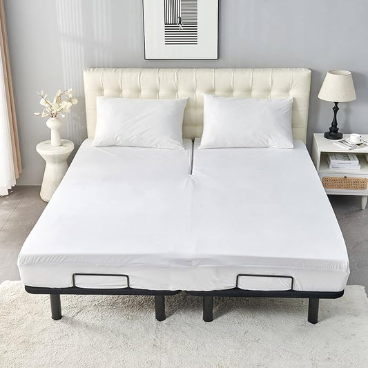 Waterproof 32-34" Split Top Queen Mattress Protector for Adjustable Bed Soft Jersey Fitted Matress Cover