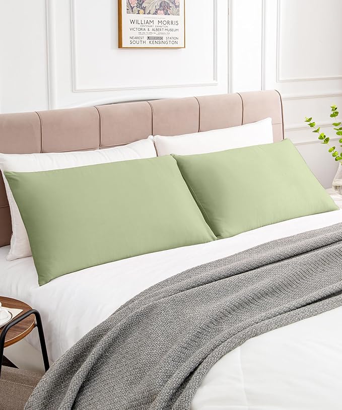 Warmstar Cotton Pillow Cases King Size Set of 2, 600 Thread Count Pillowcases 20x36 Inches, Soft Long Staple Cotton Pillowcases Breathable with Envelope Closure,Sage Green