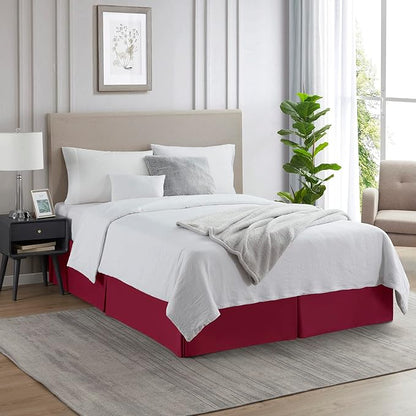 Nestl Red Heaven Full XL Bed Skirt - Full XL Size Bed Skirt 14 Inch Drop - Brushed Microfiber Bed Skirts - Hotel Quality Pleated Bed Skirt - Shrinkage & Fade Resistant