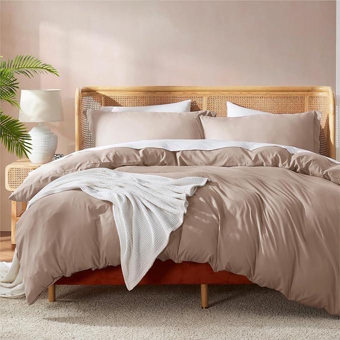 Nestl Khaki Duvet Cover King Size - Soft Double Brushed King Duvet Cover Set, 3 Piece, with Button Closure, 1 Duvet Cover 104x90 inches and 2 Pillow Shams