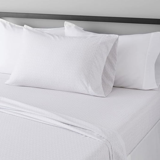 Amazon Basics Lightweight Super Soft Easy Care Breathable Wrinkle Resistant Brushed Microfiber 3 Piece Bed Sheet Set with 14-Inch Deep Pockets, Twin, Gray Crosshatch, Printed