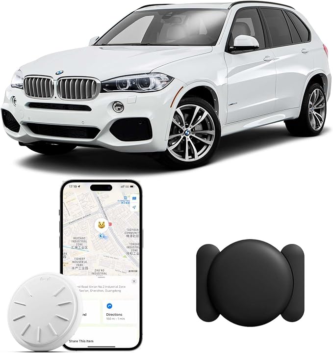 GPS Tracker for Vehicles, 1PCS Real Time Tracker Device for Vehicles, Work with Find My (iOS Only), MINI Magnetic Car Tracker Device Hidden, No Monthly Fee GPS Tracker, Black