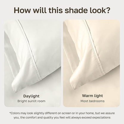 California Design Den Natural 100% Cotton Sheets, Full Size Sheets Set, 400 Thread Count Sateen, Deep Pockets with All-Around Elastic for a Snug Fit, Durable Bedding Set - Ivory (Pale Tone)
