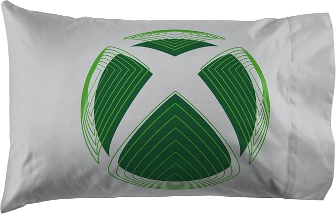 Jay Franco Kids Sheet Cartoon Set with Fitted, Flat Sheets & Pillow Cover - Ultra-Soft Bedding with Pillowcase for Room Decor, White - Xbox, 4 Piece Full