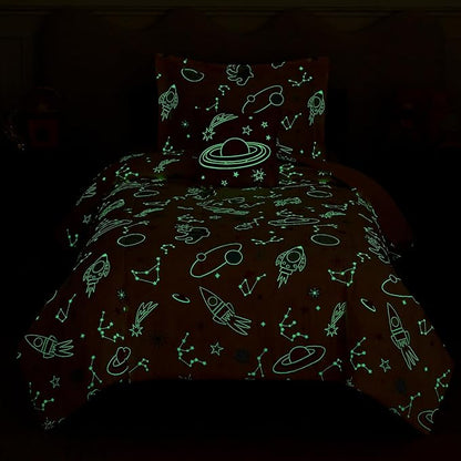 Twin Comforter Set for Girls - 3 Pieces Space Twin XL Bedding Set with 1 Comforter, 1 Decor Pillow, 1 Pillow Sham