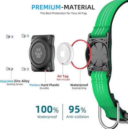 Upgrade Dog Collar with AirTag Holder, IP68 Waterproof, Teal, S | Built-in Water Resistant AirTag holder, 1000D Nylon, Reflective Stitching for Night Visibility, Soft padding for Comfort