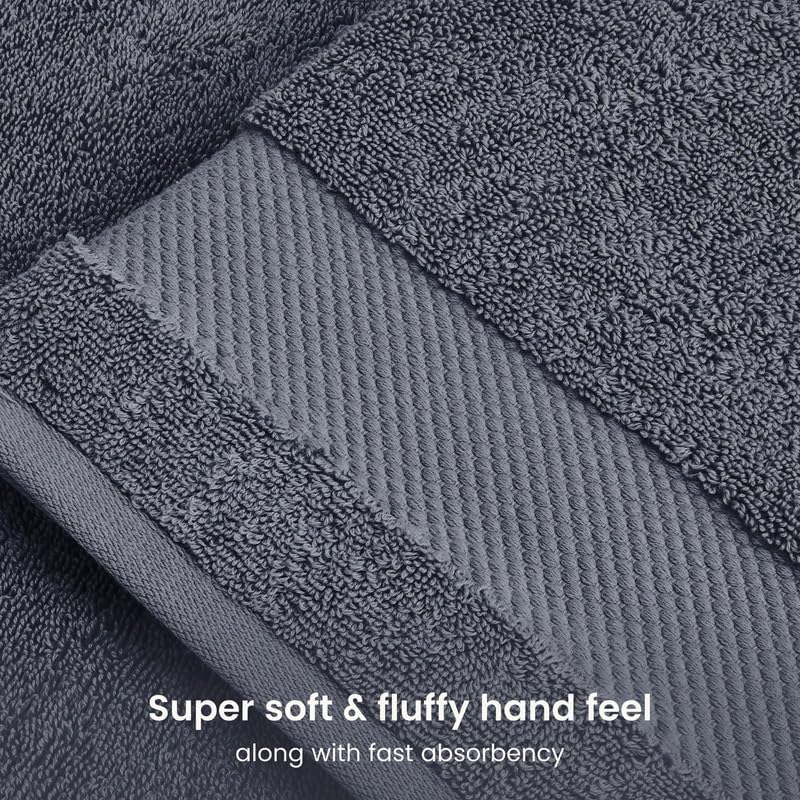BIOWEAVES 100% Organic Cotton Bath Sheet Set of 2 | Soft Oversized Bath Towels | 700 GSM Premium Bath Towel Sheet Set GOTS Certified - Charcoal