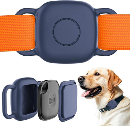 Waterproof Dog Collar Holder for Life360 Tile Mate Tracker, 2-Pack Durable Silicone Cover, Anti Lost for Life 360 Tile Tracker Case for Cat & pet Collars, Easy Installation, Lightweight, Navy Blue