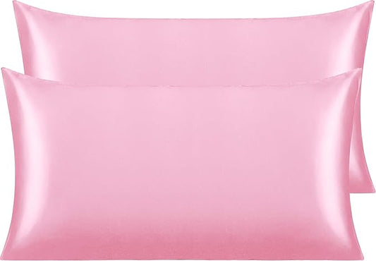 NTBAY 2 Pack Satin King Pillowcases for Hair and Skin, Luxurious and Silky Pillow Cases with Envelope Closure, 20x40 Inches, Pink