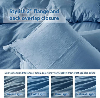 Nestl Twin Duvet Cover Set - Soft Prewashed Blue Heaven Duvet Cover Twin/Twin XL, 2 Piece, with Zipper Closure, 1 Duvet Cover 68x90 inches and 1 Pillow Sham
