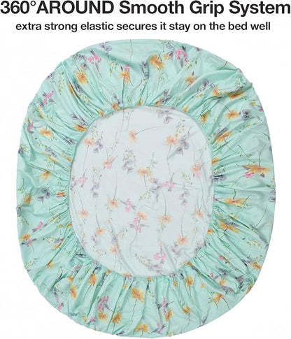 JSD Green Floral Sheet Set King Size 6 Piece, Soft Boho Printed Microfiber Bed Sheets Extra Deep Pocket, Oeko-TEX Certified
