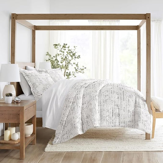 LINENS & HUTCH Comforter Set Patterned Microfiber All Season Down-Alternative Ultra Soft Bedding in Distressed Field - Twin/TwinXL Distressed Field Light Gray