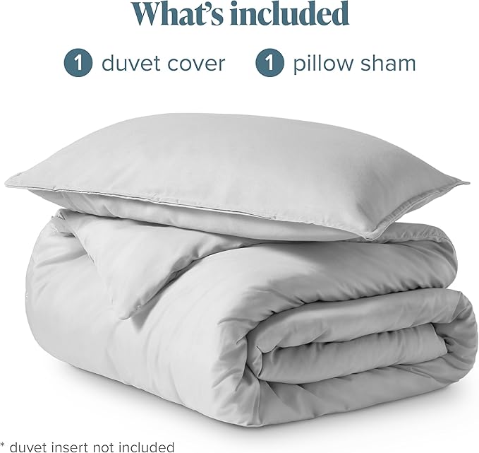Bare Home Bedding Duvet Cover Extra Long Size - Premium 1800 Super Soft Collection - Lightweight, Cooling - Soft Breathable Bedding Duvet Cover (Twin/Twin XL, Cloud Grey)