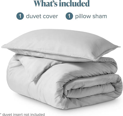 Bare Home Bedding Duvet Cover Extra Long Size - Premium 1800 Super Soft Collection - Lightweight, Cooling - Soft Breathable Bedding Duvet Cover (Twin/Twin XL, Cloud Grey)