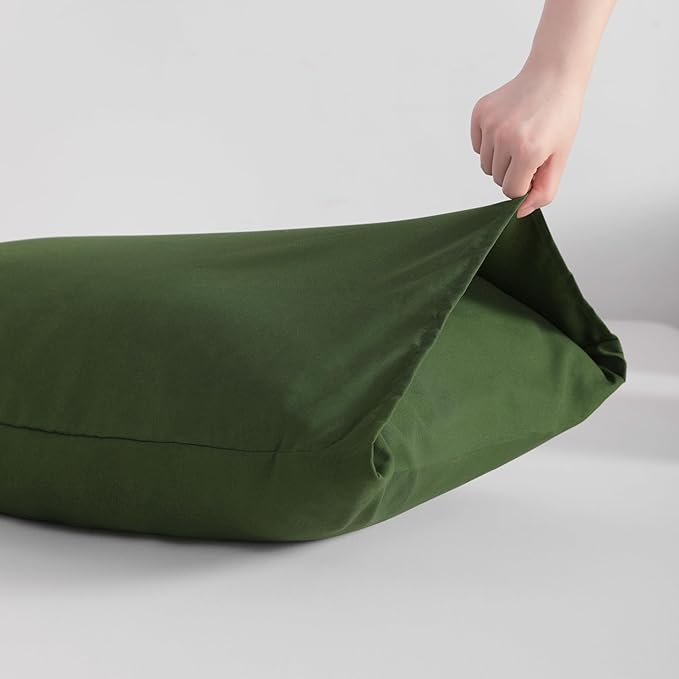 NTBAY Standard Pillowcase Set - 2 Pack Brushed Microfiber 20x26 Pillowcases - Soft, Wrinkle-Free, Fade-Resistant, Stain-Resistant, Olive Green Pillowcases with Envelope Closure - 20x26 Inches