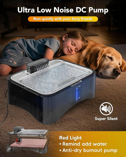 UPSKY Replacement Quite Water Pump for 8.5L Elevated Dog Water Fountain | Ultra-quiet, Smart LED Indicator, Anti-clog, Water Level Alert, Easy to Clean