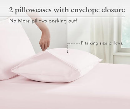 California Design Den 100% Organic Cotton King Size Pillow Case Set of 2 - Soft & Crisp Percale Organic Pillow Cases, Fits King Pillows (Pink - Chalky Tone) Pillow Cases