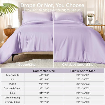 MUXHOMO Full Comforter Sets, All Season Ultra Soft Down Alternative Bedding - 3 Piece Lightweight Bed Set Includes 1 Comforter (82"x86") and 2 Pillow Shams (20"x26"), Crystal Purple