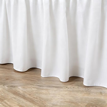RIMELA Warm White Bed Skirt Queen 25 Inch Drop, Elastic Bed Skirts Queen Size Dust Ruffle, Bedskirt for Adjustable Bed Base, Wrinkle & Fade Resistant Silky Luxurious Fabric Easy to Install