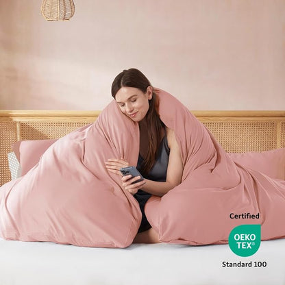 Nestl Blush Pink Duvet Cover Queen Size - Soft Double Brushed Queen Duvet Cover Set, 3 Piece, with Button Closure, 1 Duvet Cover 90x90 inches and 2 Pillow Shams