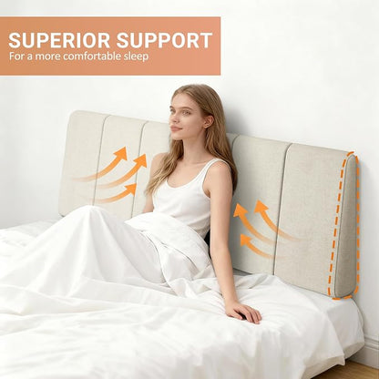 Queen Size Headboard Only-No Assembly Required, Beige | Easy to use no assembly required, Linen fabric and extra-thick foam for added comfort, Modern style headboard queen size