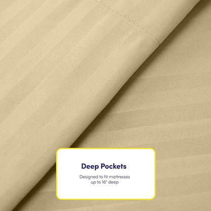 Dobby Stripe Queen Sheets - 6 Piece 1500 Supreme Collection Fine Brushed Microfiber Deep Pocket Queen Sheet Set Bedding - 2 Extra Pillow Cases, Great Value, Queen, Dobby Sage