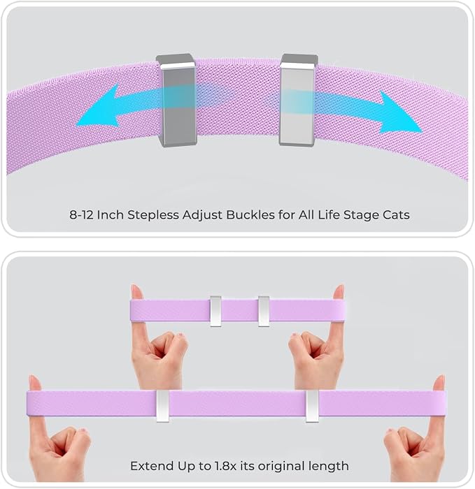 AirTag Cat Collar, Ultra Elastic Cat Tracker Collar (Purple) | Compatible with Apple Air Tag Holder, Lightweight, Scratch Resistant, Stepless Adjustable Pet Tracking Collars for Cat Kitten