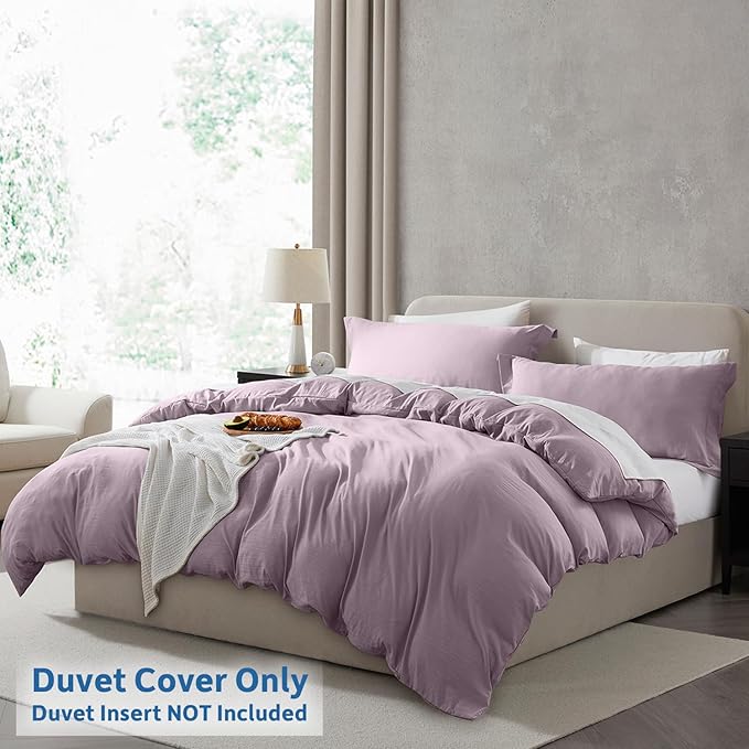 Nestl Twin Duvet Cover Set - Soft Prewashed Dusty Purple Duvet Cover Twin/Twin XL, 2 Piece, with Zipper Closure, 1 Duvet Cover 68x90 inches and 1 Pillow Sham